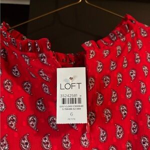 LOFT Red and White Mini Dress